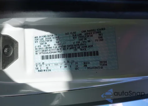 2003 Ford E-350 Super Duty Commercial/Recreational z USA, uszkodzony, nr VIN 1FTSS34L43HA61947